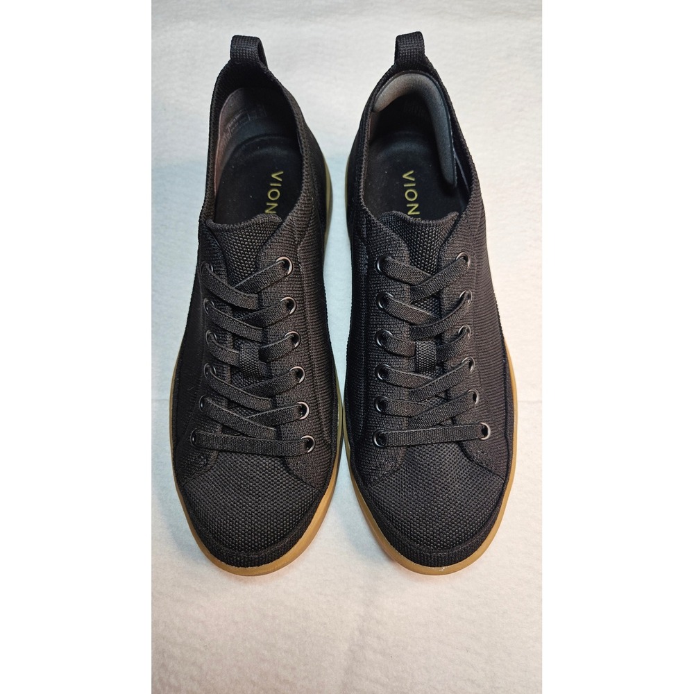 Vionic Pismo Black Knit Lace Up Casual Sneakers Gum Sole Womens Shoes